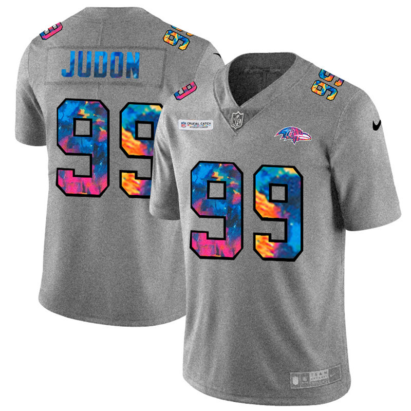 NFL Baltimore Ravens #99 Matthew Judon Men Nike MultiColor 2020  Crucial Catch  Jersey Grey->baltimore ravens->NFL Jersey